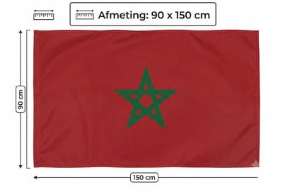 Marokkaanse Vlag - Vlag Marokko - Mooie Stoffen Vlag - Rood met Groene Ster - Voor WK, Feest en Decoratie