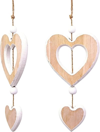 2 stuks houten hartjes hangend hart raamdecoratie bruiloft woonkamer decoratie