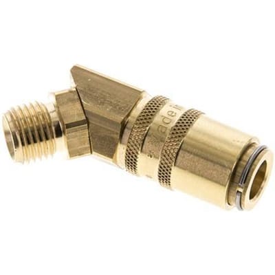 Messing DN 6 Tempereerkoppeling Snelkoppeling G 1/4 inch Buitendraad Dubbele afsluiting 45-deg