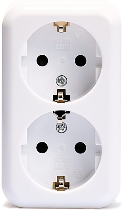 McPower Finery Dubbel Stopcontact - Wandcontactdoos 2-voudig - Geaard Opbouwstopcontact – 250V/16A - Met Stekkerbeveiliging -Wit