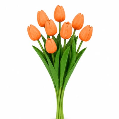 Purepeak Nep Tulpen Boeket 8 Stuks - Kunstbloemen - Nepbloemen voor Binnen en Buiten - Oranje