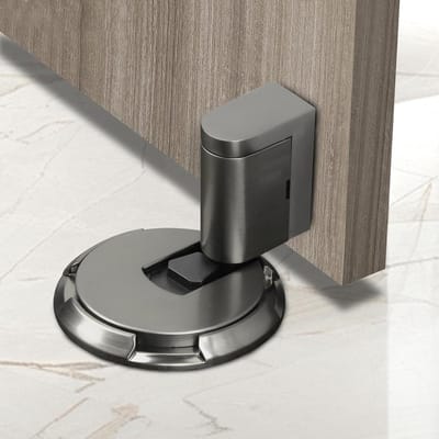 Deurstopper Vloer - Magnetische Stopper - Deur Beveiligen - Mechanisch Vergrendelend - Verstelbaar - Grijs