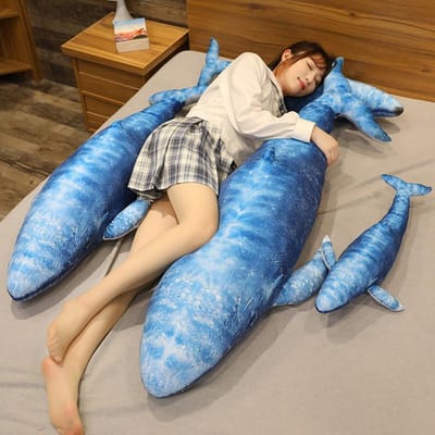 55-130cm Gigantische Blauwe Walvis Knuffel Grote Zachte Gevulde Zeedier Pop Verjaardagscadeau voor Kinderen 55cm blauw