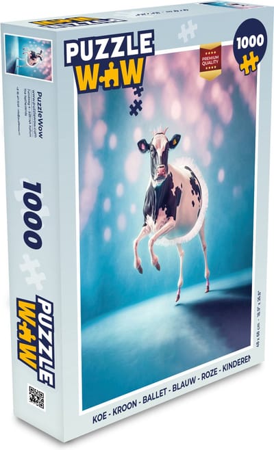 Puzzel Koe - Kroon - Ballet - Blauw - Roze - Kinderen - Legpuzzel - Puzzel 1000 stukjes volwassenen
