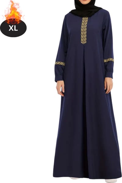 Bovista Islamitische Kleding - Djellaba Dames - Moslim Kleding - Arabisch Dames Kaftan - Alhamdulillah - Blauw - XL