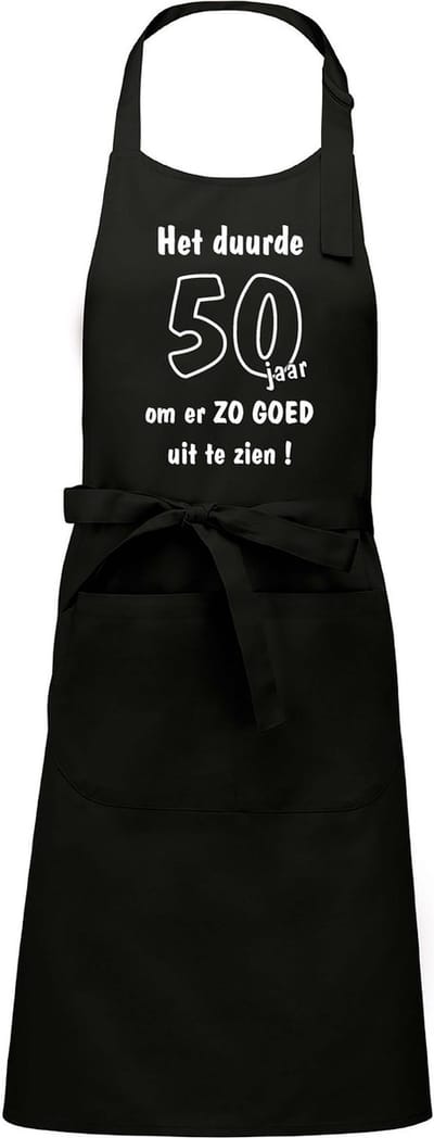 Mijncadeautje - Luxe Schort  - Het duurde 50 jaar om er zo goed uit te zien - zwart