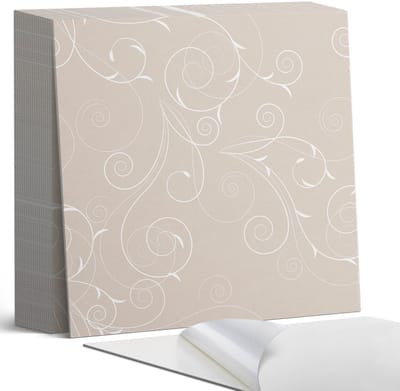 Coloray Plaktegels - Delicate spiralen en bladeren Zelfklevende Tegels - 20 cm x 20 cm - Beige Plaktegels - 20 stuks - Vierkant PVC Tegels - Plaktegels Badkamer - Plaktegels Vloer - Vinyl Tegels - Wandtegel Zelfklevend