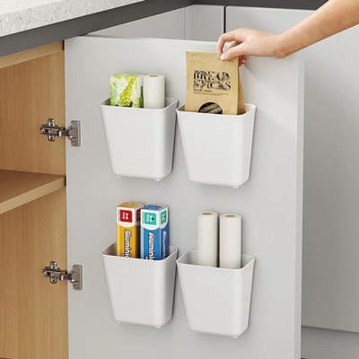 4 Stuks Opbergdozen - Opbergdozen Voor Kastdeuren - Opbergdozen voor De Keuken - Zelfklevende Wandmontage - Geschikt Voor Kast-, Badkamer- en Koelkastopslag