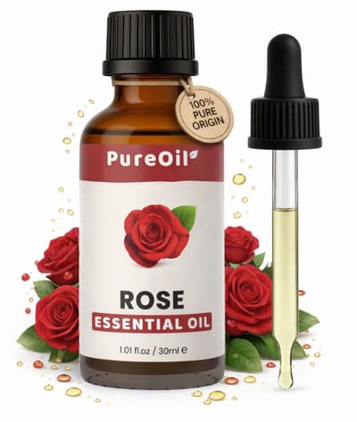 PureOil – Rozenolie Etherische Olie – 30ml – 100% Puur, Natuurlijk & Vegan – Rose Oil Voor Haar | Huid | Gezicht | Scalp | Diffuser | Aromatherapie