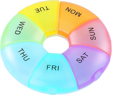 Medicijnendoosje Rond I Pillendoosje I Pillendoos I Medicijn doosje I Pil Box I 7 dagen I Multicolor