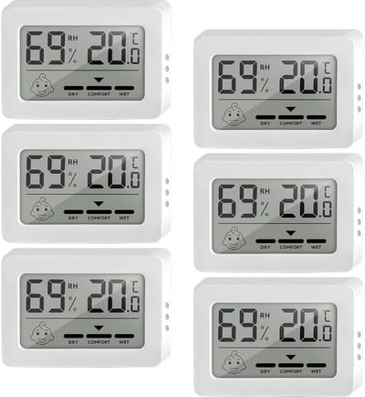6 Stuks Digitale Mini Binnen Thermometer en Hygrometer met Smiley Comfort Indicator