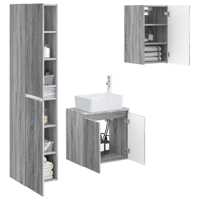 vidaXL - Badkamermeubel - Set - 3 - st - Grijs - Sonoma - 33 - x - 34,5 - x - 160 - cm