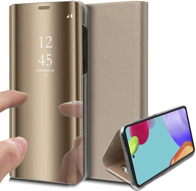 Hoesje geschikt voor Samsung Galaxy A52 - Spiegel Book Case - Goud