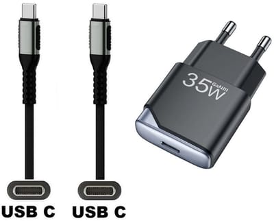 OneOne 35W snellader + 0,25m sterke USB C naar C kabel. GAN lader. PD PPS oplader adapter past op Samsung Galaxy M06, M42, M20, M31s, M32, M33, Xcover 5, Xcover 6 Pro, Xcover 7 / 7 Pro, Xcover Pro, Xcover FieldPro