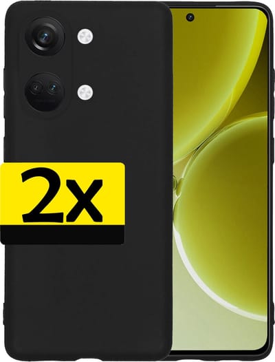 Hoesje - 2 Stuks - Geschikt voor OnePlus Nord 3 - Sterk & Shockproof - Case Siliconen - Back Cover - Telefoon Hoes - Telefoonhoesjes - Zwart