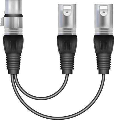 Electrovision 1 x XLR Female - 2 x XLR Male splitter - Zwart