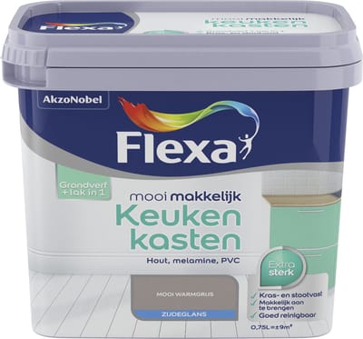 Flexa - Mooi Makkelijk Verf - Lak Keukenkasten - Mooi Warmgrijs - 750 ml