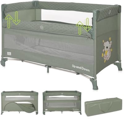 Campingbedje met bodemverhoger voor baby's - Groen