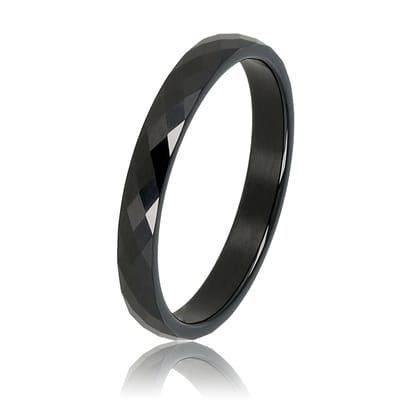 My Bendel - Keramieken Ring Facet Geslepen Zwart 3mm - Keramieken Ring • Facet Geslepen • 3 Mm • Zwart - met Luxe Cadeauverpakking | Sieraden Voor Dames | Maat 20.00 Mm / Maat 63