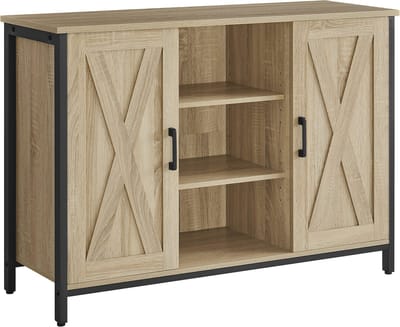 Dressoir - SONOMA - Industriële Stijl, Ideaal voor Slaapkamer, Woonkamer of Kantoor, Kleur: Eiken Sonoma en Zwart, 100 x 35 x 70 cm