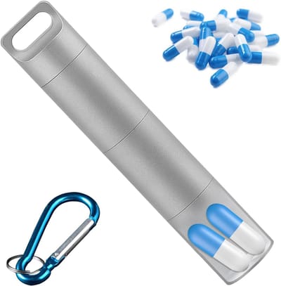 Compacte pillendoos met sleutelhanger, 90mm, veilig slot, waterdicht en ideaal voor outdoor reizen en dagelijks gebruik