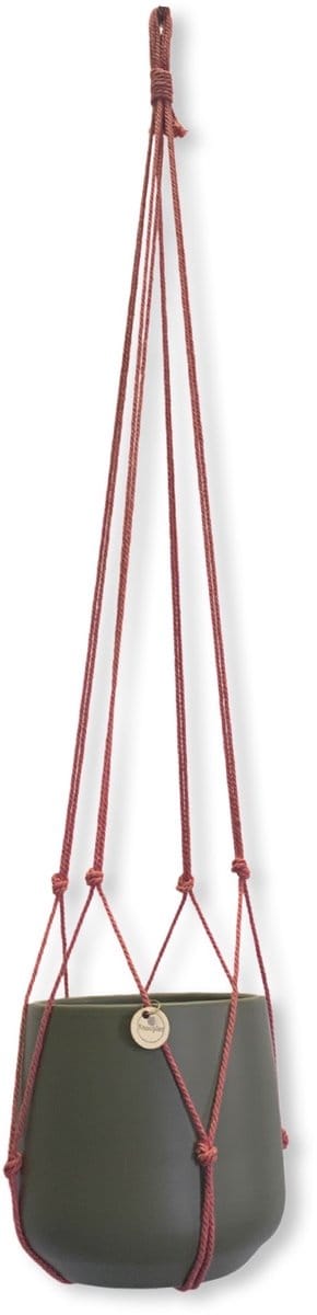 Plantenhanger Zonder Kwast - Kies Kleur en Lengte - Indian Red - 70 cm lang - Katoenkoord - Geschikt voor Pot met Diameter t/m 20 cm - Handgemaakt in ons Macramé Atelier - Prijs per Stuk - Let op: Exclusief Pot - Inclusief Verzendkosten