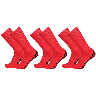 Lixada 3 Paires Chaussettes de Sport Bas Athlétiques Antidérapantes Séchage Rapide Chaussettes de Football pour Football Basketball Hockey Red