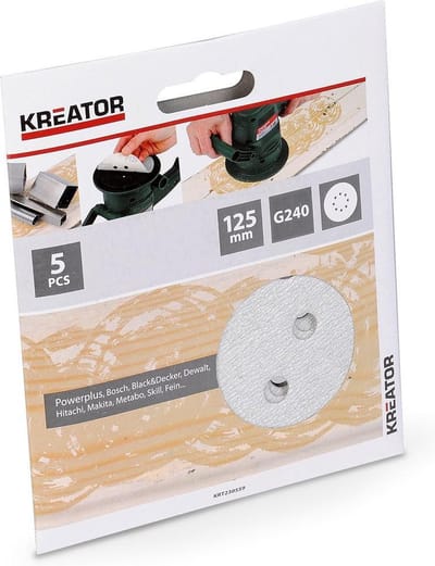 Kreator KRT230559 Schuurpapier rond – Ø125 mm – korrel K240 – 5 stuks – verf