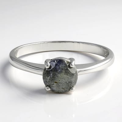 Cavill - Zilveren ring 925 sterling met 0,68 ct Roemeense spectroliet - Rond 6mm geslepen - Elegante subtiele ringen maat 17 - Sieraden dames