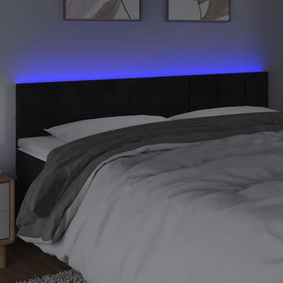 vidaXL - Hoofdbord - LED - 180x5x78/88 - cm - fluweel - zwart