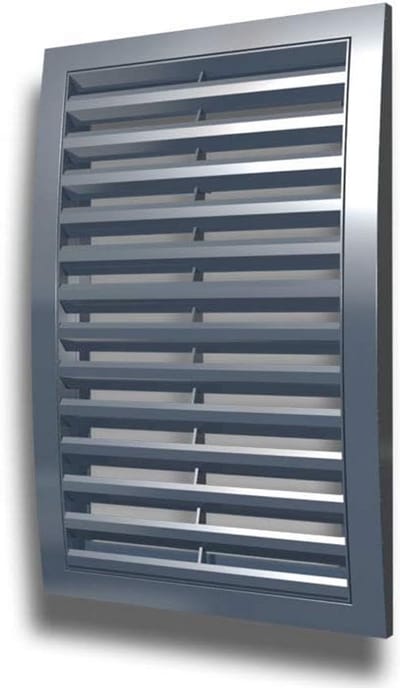 Ventilatierooster Weerbestendig - Rooster Afdekking - Ventilatie Afdekken - Schuine Lamellen - 250x250mm - Grijs