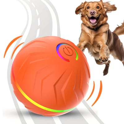 Daity Interactieve hondenbal - een slim interactief hondenspeeltje dat automatisch stuitert en rolt wanneer het wordt bewogen - geschikt voor puppy's/kleine/middelgrote honden.