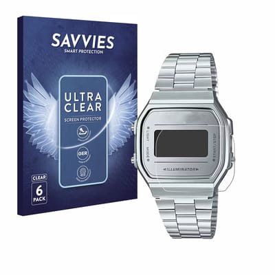 Savvies - Screenprotector voor Casio A168WEM-7EF - Folie Beschermfolie transparant 6 Stuks