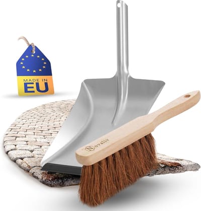 Stoffer en blik set KOKOSBORSTELS handborstel stoffer en blik set metaal met rubberen lip stoffer en blik zachte borstelharen handbezem kokosvezel handveegset stoffer en blik set stoffer en blik en blik