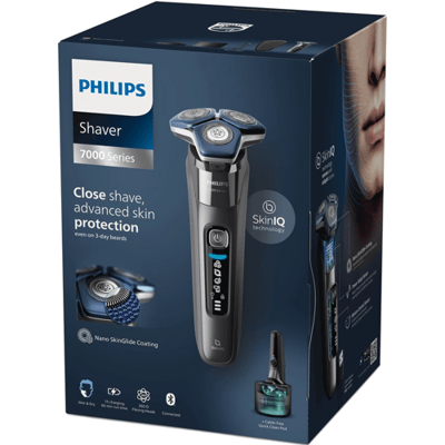 Philips scheerapparaat Series 7000, elektrisch nat- en droogscheerapparaat met SkinIQ-technologie, uitklapbare trimmer, oplaadstandaard, reisetui,