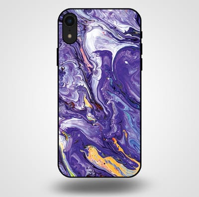 Smartphonica Telefoonhoesje voor iPhone Xr met marmer opdruk - TPU backcover case marble design - Goud Paars geschikt voor Apple iPhone XR
