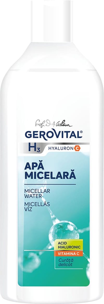 Gerovital Micellair water - met Hyaluronzuur en Vitamine C - Gezichtsreiniger - voor hydratatie en reiniging - Naspoelen is niet nodig! - 400ml