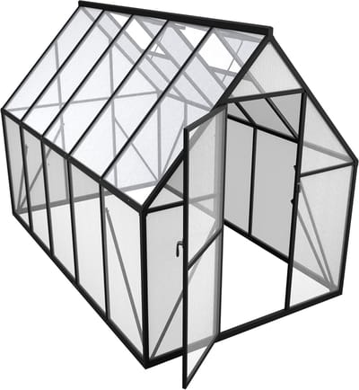 Broeikas Aluminium Broeikas met Transparante PC-Platen, Dakramen, Deuren en Fundering, 280x180x195cm Winterbestendig Tuinbroeikas, Inloopbaar Plantenhuis voor Tuin/Outdoor, NAIZY