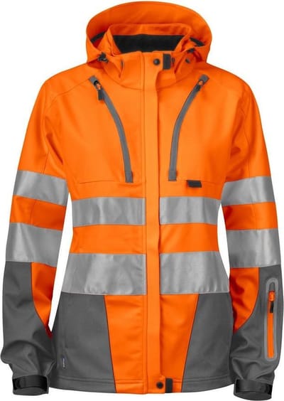ProJob 6423 ONGEVOERDE SIGNALISATIE SOFTSHELL EN ISO 20471 KLASSE 3 DAMES 646423 - oranje/grijs - S