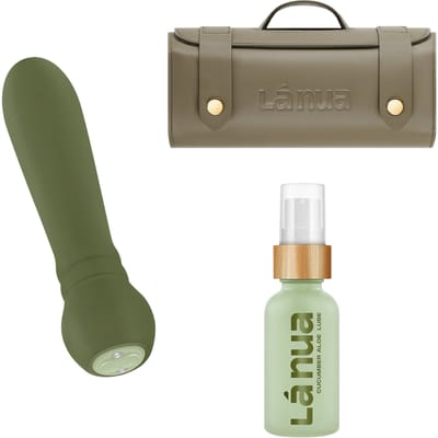 Lá Nua - Ontspannende Cadeau set met glijmiddel 100ml, vibrator en toy cleaner 100ml in reistas Cucumber aloe