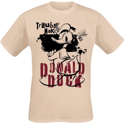 Mickey & Minnie Mouse - Disney T-shirt - Donald Duck - Trouble Maker - M tot 3XL - voor Mannen - zand
