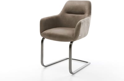 Sledestoel Pejo-Flex sledemodel vlak grafiet microvelours taupe vintage pocketveer kern