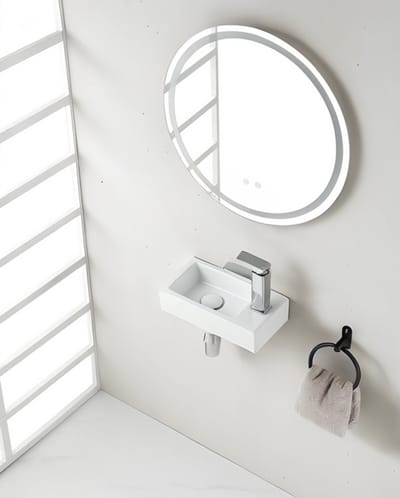 AquaVik Mini Fontein Smäl Rechts 36,5 x 18 x 9 cm Keramiek Snö Wit