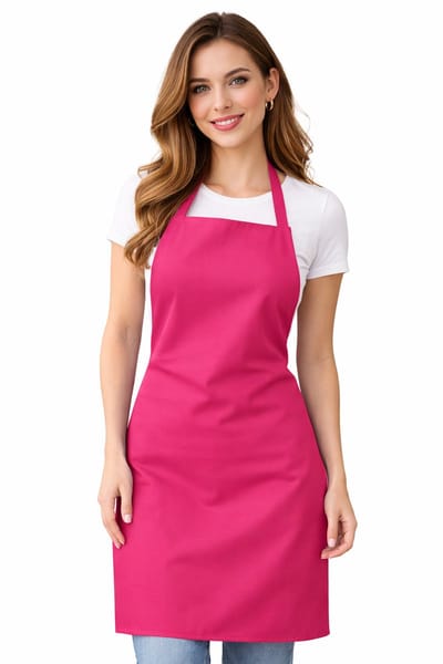 Budget - Basics - Horecaschort - Unisex Schort - Actieschort - Keukenschort - Catering - Kookschort - Halterschort - 65 x 90 cm - 100% katoen - fuchsia