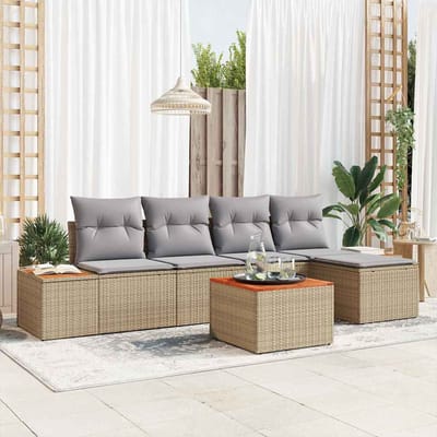 vidaXL - Tuinbank - Set - 6 - st - 5-Aantal - zitplaatsen - Beige - en - Lichtgrijs