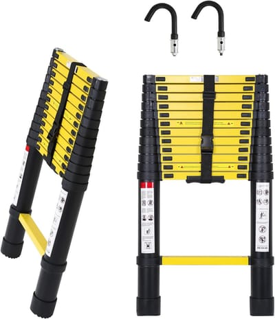 Telescoopladder - Uitschuifladder - Klusklare Hulp - Lichtgewicht Aluminium - 44 Meter - Zilver