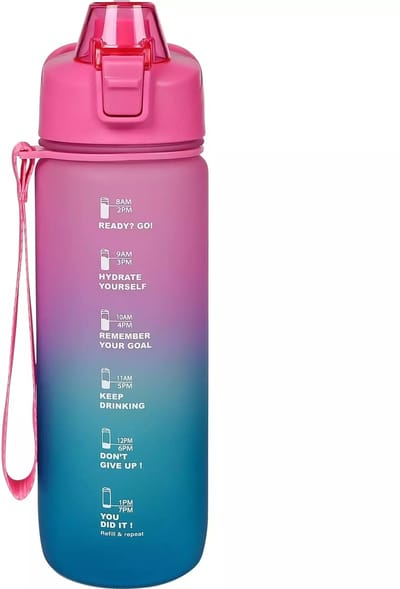 Benson Drinkfles 750 ml - Motivatie & Zeef - Blauw/Roze - Handig voor onderweg
