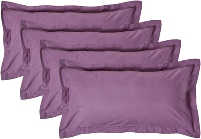 Homescapes Kussensloop 50x90 cm met Rand (Oxford) Set van 4 – Paars – 100% Egyptisch Perkal Katoen – 200 TC