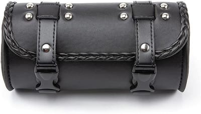Praktische Motorfiets Voorvork Tas van PU Leer voor Fiets Handvat en Sissy Bar - Klein en Ruim voor Gereedschap en Accessoires