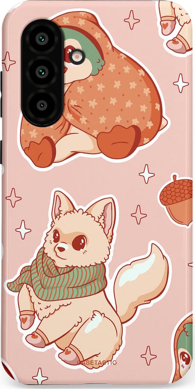 Casetastic hoesje geschikt voor Samsung Galaxy A36 / Samsung Galaxy A56 - Dubbellaagse bescherming - Winter avontuur - Fashion Case - Perzik Zand Lichtgrijs